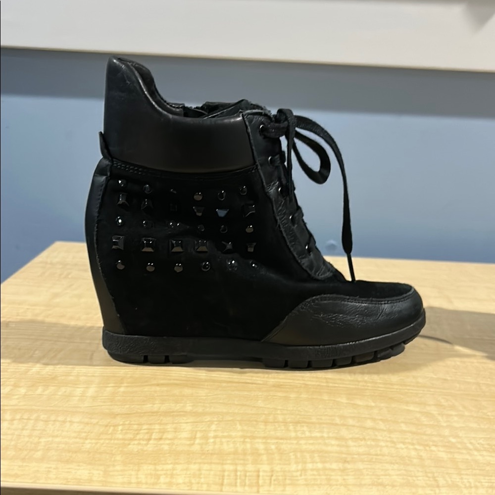 Black Studded Women's Wedge Sneakers by Gadea